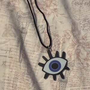 Eye Pendant Necklace in Black and Blue